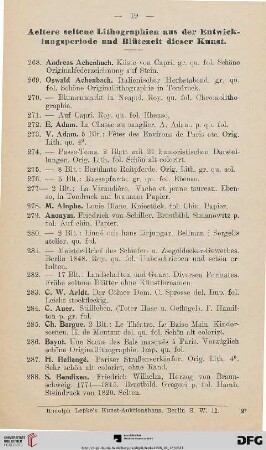 Ältere seltene Lithographien aus der Entwicklungsperiode und Blütezeit dieser Kunst (Nr. 268-498)