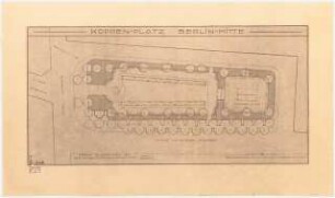 Koppenplatz, Berlin-Mitte: Platzanlage im Grundriss 1:200; Maßstabsleiste, Stempel