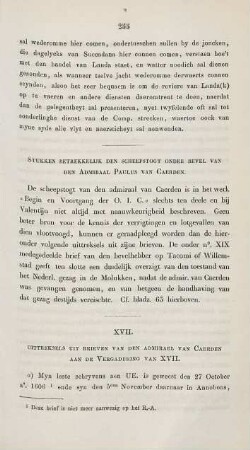 XVII. Uittreksels uit brieven van den admirael van Caerden aan de vergadering van XVII