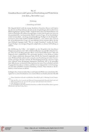 Nr. 18: Gutachten Bucers und Capitos zu Ehescheidung und Wiederheirat, [vor dem 4. November 1541]