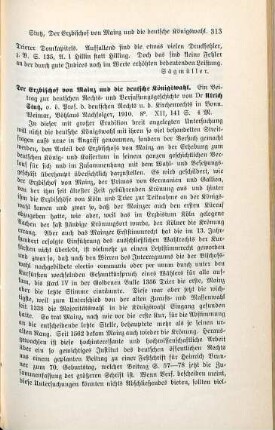 313-314 [Rezension] Stutz, Ulrich, Der Erzbischof von Mainz und die deutsche Königswahl