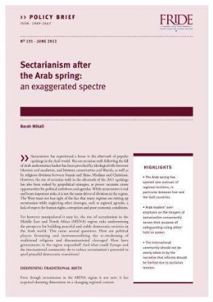 Sectarianism after the Arab spring : an exaggerated spectre