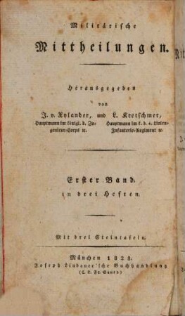Militärische Mittheilungen. 1. 1828