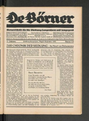 12. Jahrgang Hamburg=Langenhorn, August/September 1932, Nummer 8/9