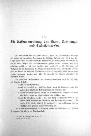 XVII. Die Kassenverwaltung, das Etats-,Rechnungs- und Exekutionswesen