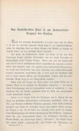 485-505 Das Rundschreiben Pius' X. zur Zentenarfeier Gregors des Großen