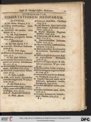 Supplementum dissertationum medicarum