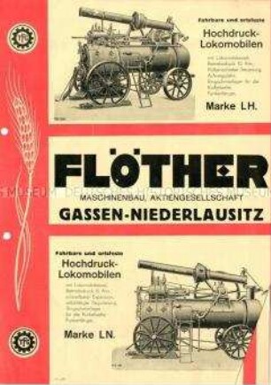Fahrbare und ortsfeste Hochdruck-Lokomobilen Marke LN.