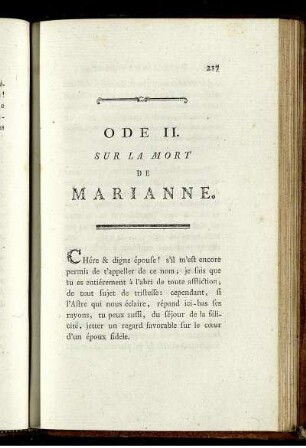 Ode II. Sur La Mort De Marianne.