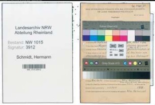 Entnazifizierung Hermann Schmidt , geb. 21.09.1903 (Postassistent)