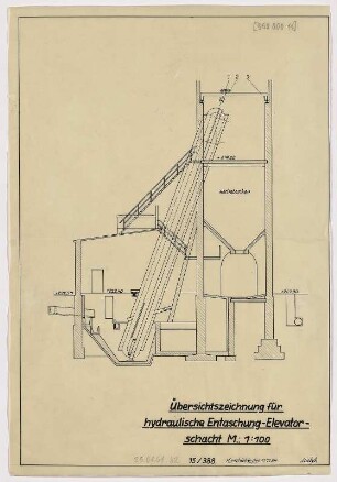 Übersichtszeichnung für hydraulische Entaschung-Elevatorschacht