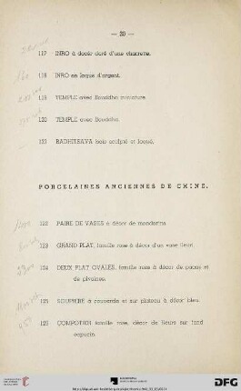 Porcelaines anciennes de Chine (Nr. 122-134)