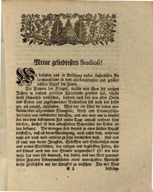 Schreiben eines Rechts-Gelehrten an zwei Studiosos