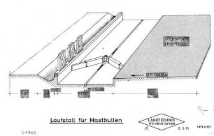 Laufstall für Mastbullen mit Faltschieber