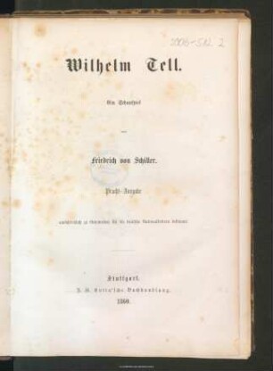 Wilhelm Tell : ein Schauspiel