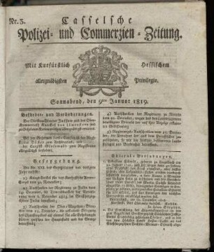 Nr. 3, Sonnabend, den 9ten Januar 1819