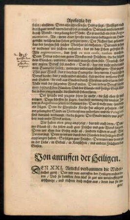 Von anruffen der Heiligen.