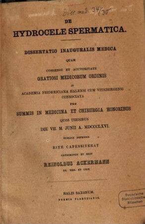 De hydrocele spermatica