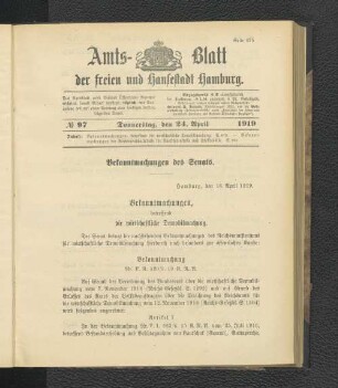 No.97, Donnerstag, den 24. April 1919