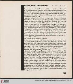 1: Kultur, Kunst und Reklame