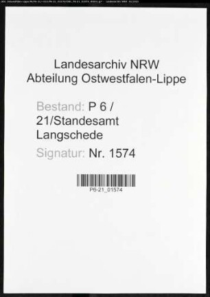 Sterberegister Standesamt Langschede