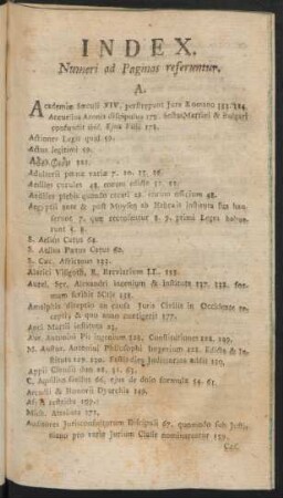 Index. Numeri ad Paginas referuntur.