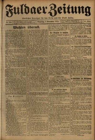 Ausgabe vom Dienstag, den 07. November 1922.