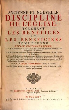 Ancienne et nouvelle discipline de l'église touchant les bénéfices et les bénéficiers, 2