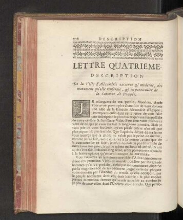 Lettre Quatrieme. Description