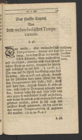 Das fünffte Capitel. Von dem melancholischen Temperament