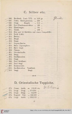 C. Silber etc. (Nr.246-269)