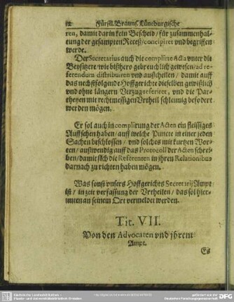Tit. VII. Von den Advocaten und ihrem Ampt