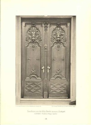 Tafel 28. Hausthüre von der Villa Kienlin, Mörikestr. 9, Stuttgart. Architekt: Eisenlohr & Weigle