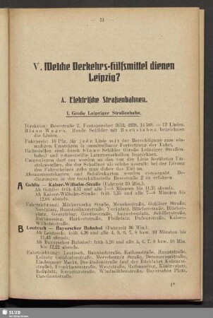 V. Welche Verkehrs-Hilfsmittel dienen Leipzig?