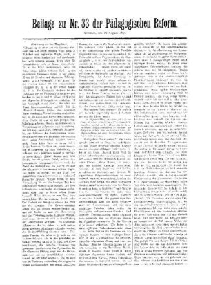 [Welche Forderungen stellt die Gegenwart an die Vorbildung des Lehrers?] : (Fortsetzung aus dem Hauptblatt) ; (Schluß folgt) ; Beilage zu Nr. 33 der Pädagogischen Reform