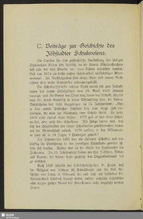 C. Beiträge zur Geschichte des Jöhstadter Schulwesens