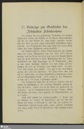 C. Beiträge zur Geschichte des Jöhstadter Schulwesens