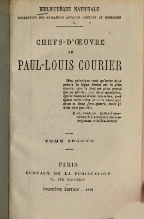 Chefs-d'oeuvre de Paul-Louis Courier. 2