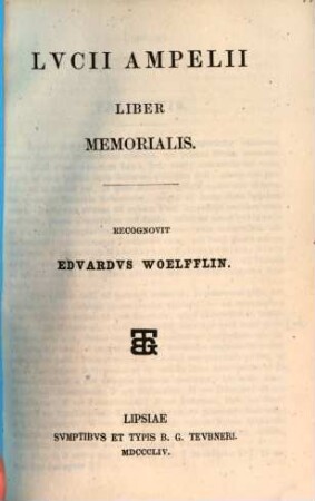 Lucii Ampelii Liber memorialis