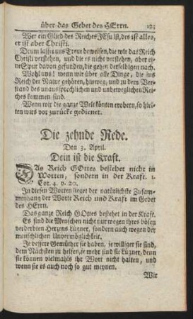 Die zehnde Rede. Den 3. April. Dein ist die Kraft.