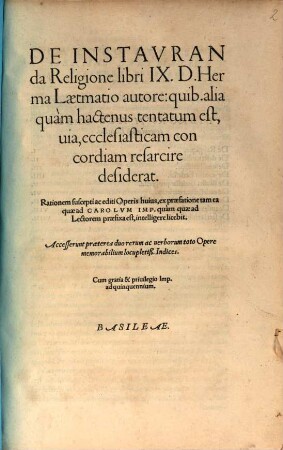 De Instavranda Religione : libri IX ; Accesserunt praeterea duo ... Indices
