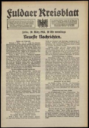 Erste Ausgabe vom Mittwoch, den 10. März 1915.