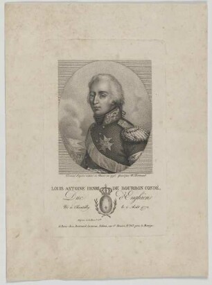 Bildnis des Louis Antoine Henri de Bourbon Condé d' Enghien