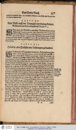 Caput XVI. Häusere oder Palläste wie Vestungen gebauwet