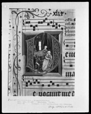 Graduale in zwei Bänden und ein dazugehöriges Antiphonar — Graduale — Initiale D mit der Namensgebung des Johannes, Folio 49recto