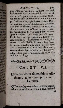 Caput VII. Lutherus docet fidem solam iustificare, & facit cum pluribus haereticis