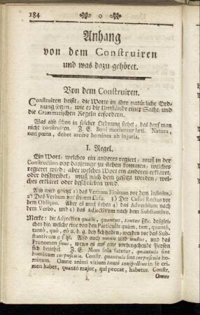 Anhang von dem Construiren und was dazu gehöret.