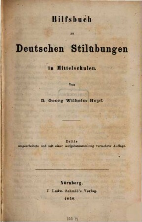 Hilfsbuch zu deutschen Stilübungen in Mittelschulen