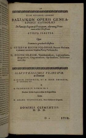 De Familiis Regum & Principum, aliorumq[ue] Procerum orbis Christini Stirps Piastea [...]
