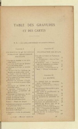 Table des gravures et des cartes
